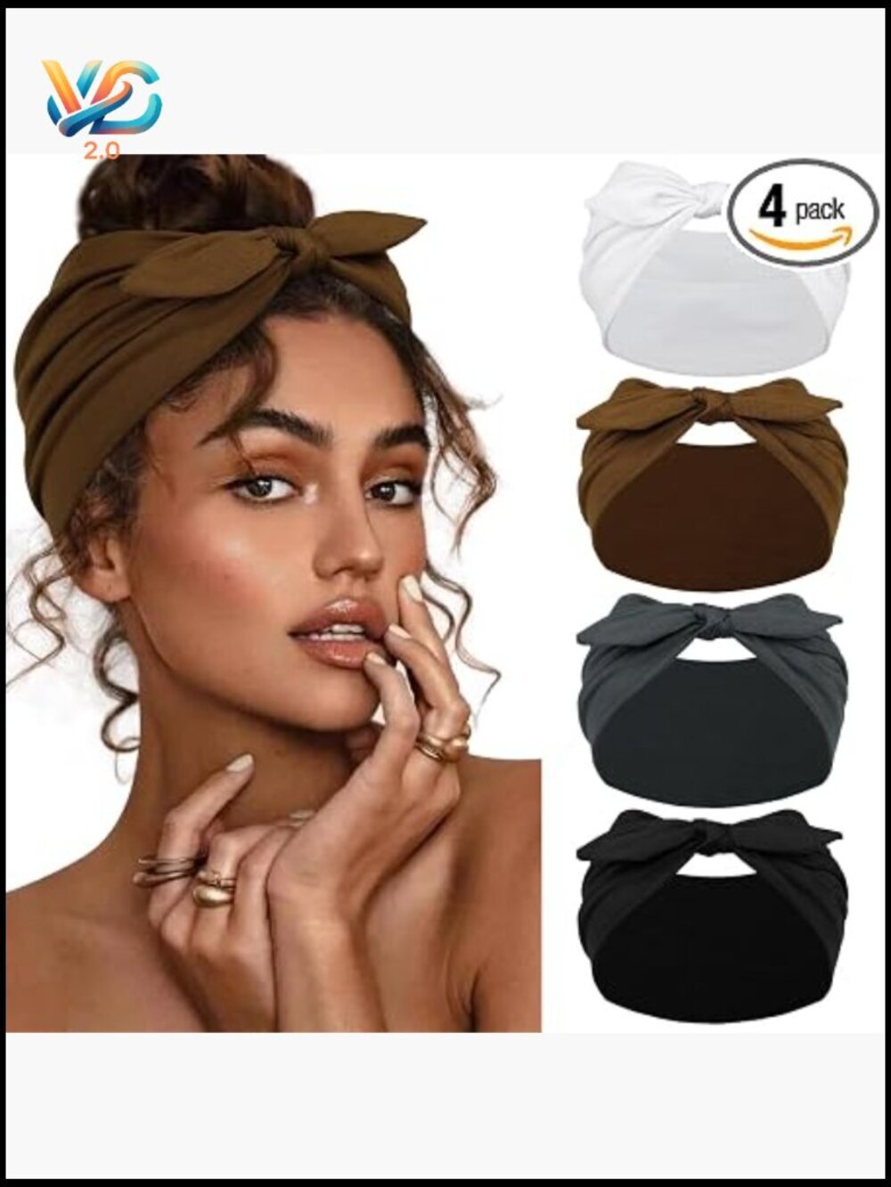 Wide Knotted Bow Headbands Set of 4 Non Slip Elastic Yoga Workout Hair Bands